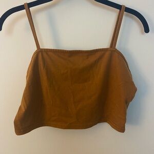 Brown Spaghetti Strap Crop Top